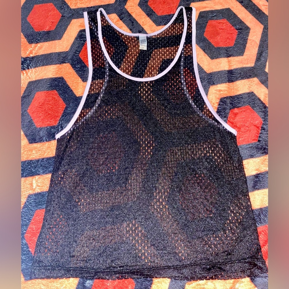 American apparel vintage mesh tank top black and lilac M unisex